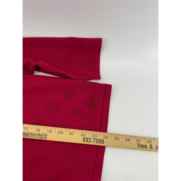 Pendleton Women's Red Knit Long Sleeve Silk Cardigan Sweater Embroidered Beads L - Picture 9 of 12